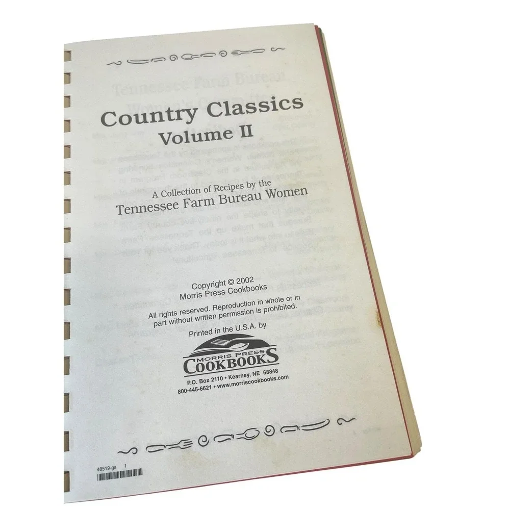 Country Classics Volume II Cookbook Tennessee Farm Bureau Women Morris Press‎